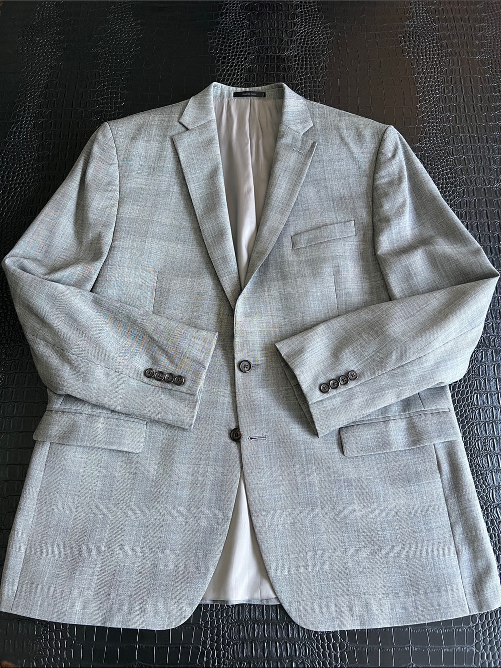 100% Wool Ralph Laure Classic Gray & Blue Men's Blazer - Suit Jacket